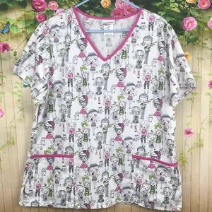 Used scrub top girl with pets